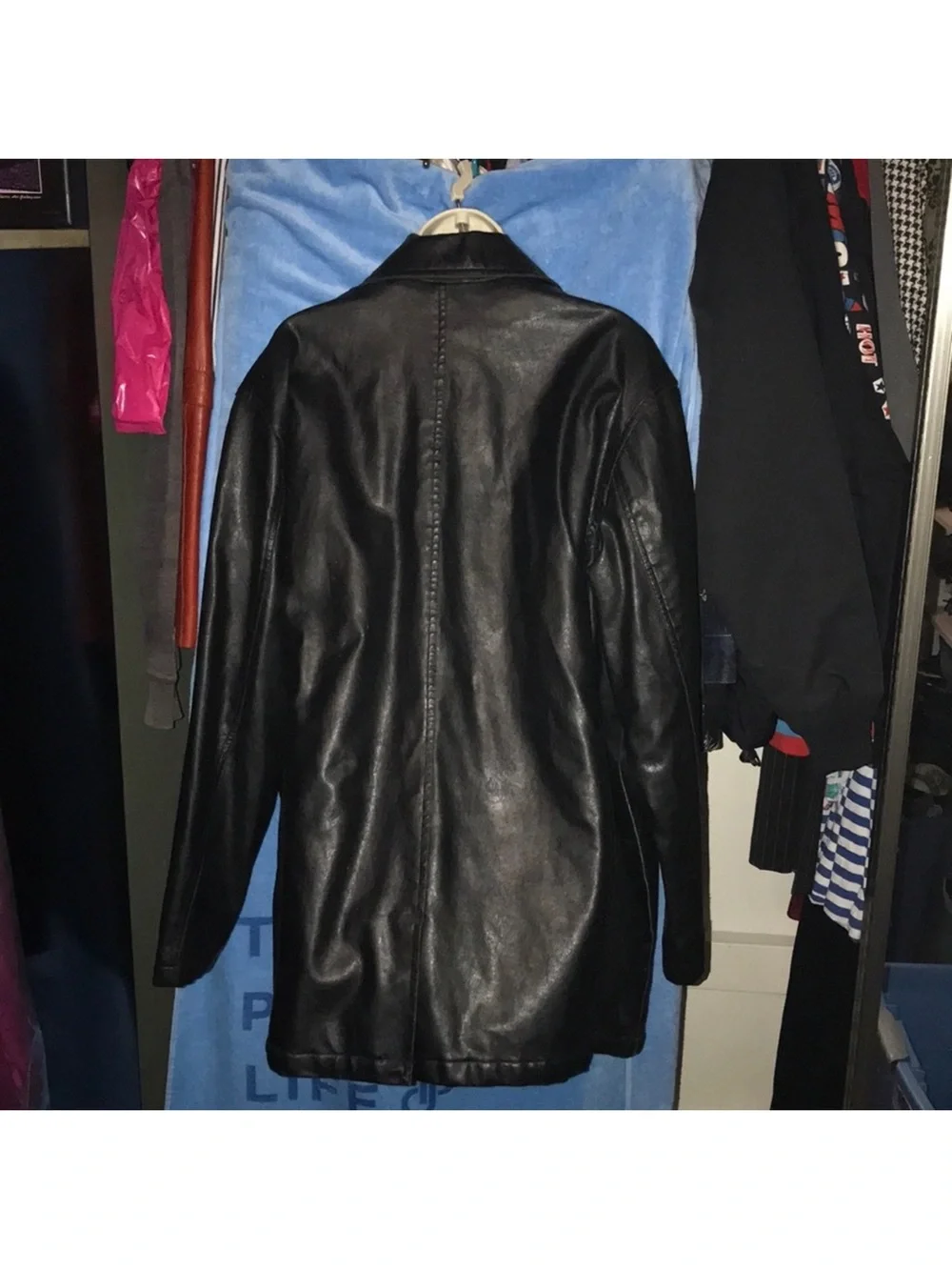 Simon Clark London large Black Button-Front Coat damaged around collar